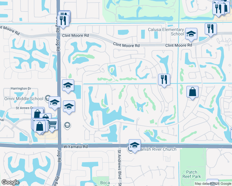 map of restaurants, bars, coffee shops, grocery stores, and more near 2526 Northwest 59th Street in Boca Raton