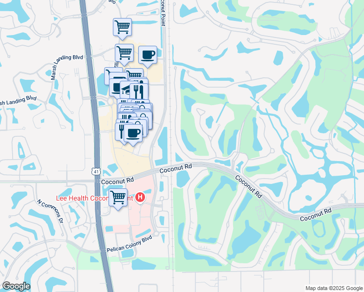 map of restaurants, bars, coffee shops, grocery stores, and more near 23131 Rosedale Drive in Bonita Springs