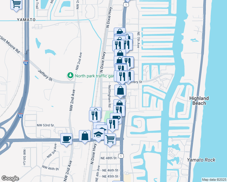 map of restaurants, bars, coffee shops, grocery stores, and more near 380 Kingsbridge Street in Boca Raton
