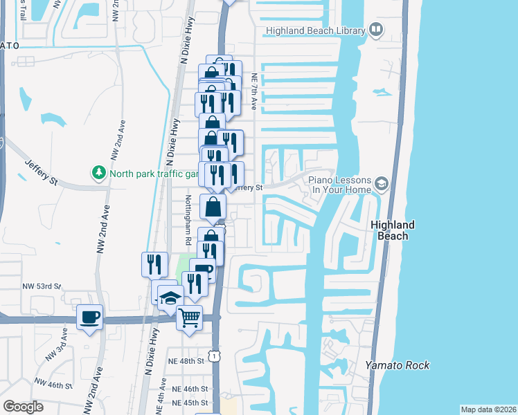 map of restaurants, bars, coffee shops, grocery stores, and more near 690 Jeffery Street in Boca Raton