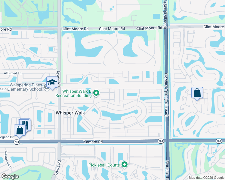 map of restaurants, bars, coffee shops, grocery stores, and more near 8742 Vía Reale in Boca Raton