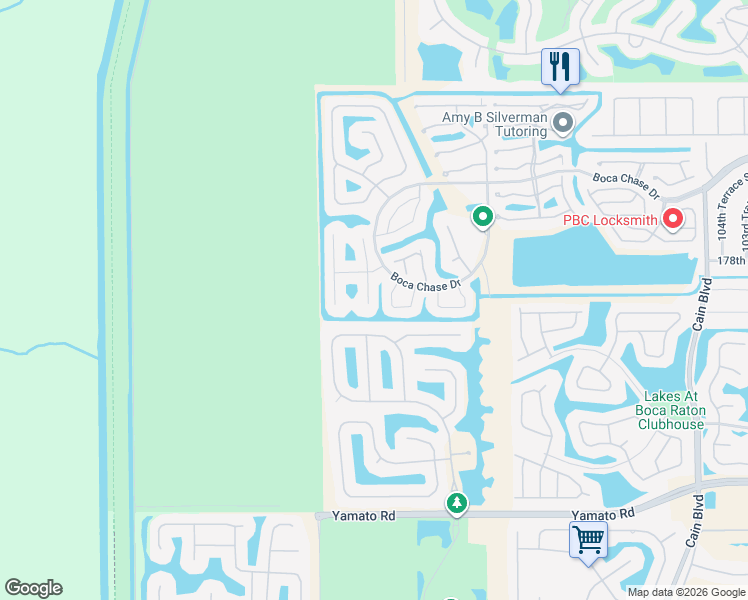 map of restaurants, bars, coffee shops, grocery stores, and more near 21440 Millbrook Court in Boca Raton