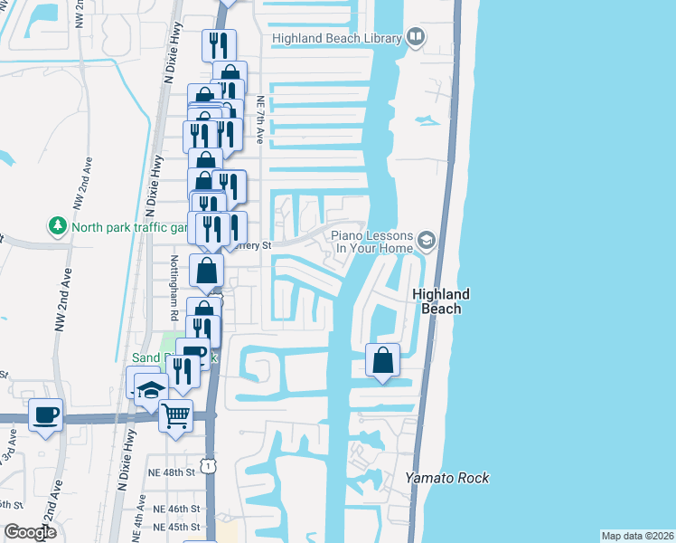map of restaurants, bars, coffee shops, grocery stores, and more near 968 Jeffery Street in Boca Raton