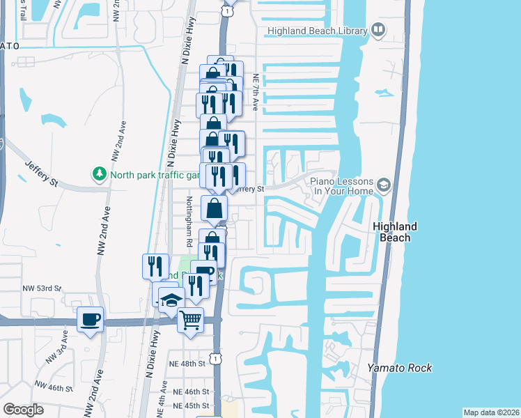 map of restaurants, bars, coffee shops, grocery stores, and more near 690 Jeffery Street in Boca Raton