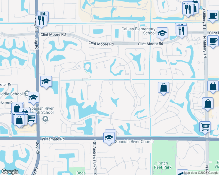 map of restaurants, bars, coffee shops, grocery stores, and more near 5886 Northwest 24th Avenue in Boca Raton