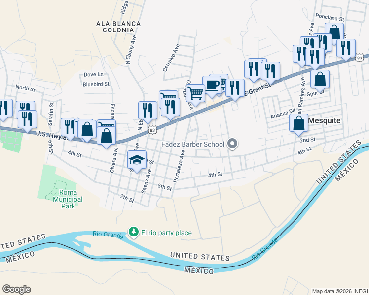 map of restaurants, bars, coffee shops, grocery stores, and more near 114 Portaleza Avenue in Roma