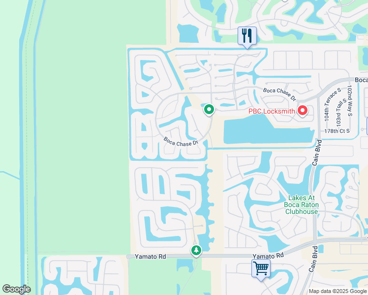map of restaurants, bars, coffee shops, grocery stores, and more near 11164 Lakeaire Circle in Boca Raton