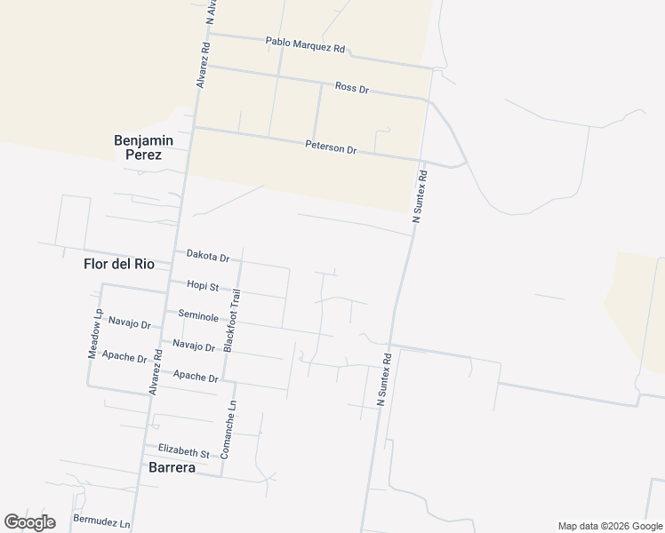 map of restaurants, bars, coffee shops, grocery stores, and more near Pueblo Drive in Rio Grande City