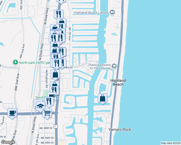 map of restaurants, bars, coffee shops, grocery stores, and more near 1034 Jeffery Street in Boca Raton