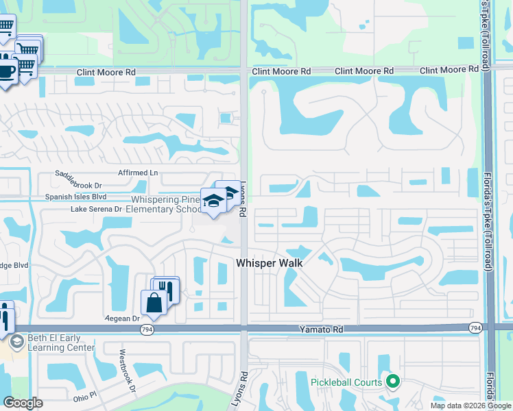 map of restaurants, bars, coffee shops, grocery stores, and more near 8959 Sunnywood Place in Boca Raton