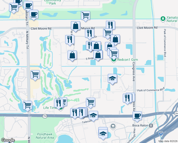 map of restaurants, bars, coffee shops, grocery stores, and more near in Boca Raton