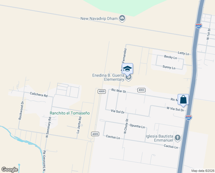 map of restaurants, bars, coffee shops, grocery stores, and more near 1109 Ric Mar Street in Edinburg