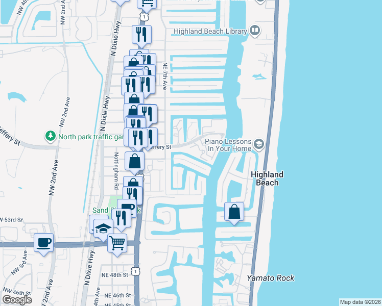 map of restaurants, bars, coffee shops, grocery stores, and more near 800 Jeffery Street in Boca Raton