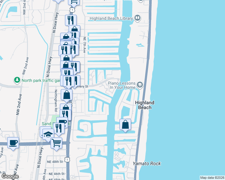 map of restaurants, bars, coffee shops, grocery stores, and more near 1034 Jeffery Street in Boca Raton