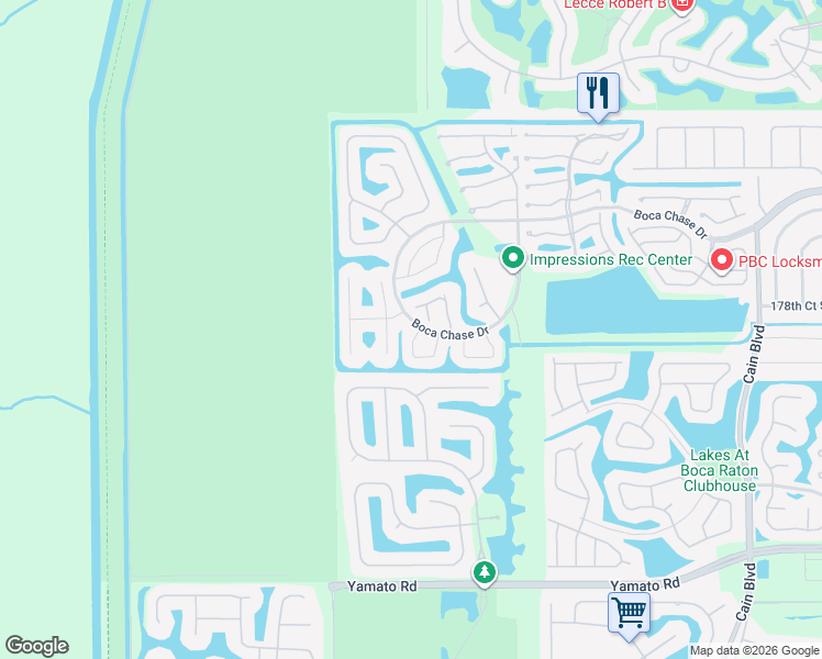 map of restaurants, bars, coffee shops, grocery stores, and more near 11300 Jasmine Hill Circle in Boca Raton