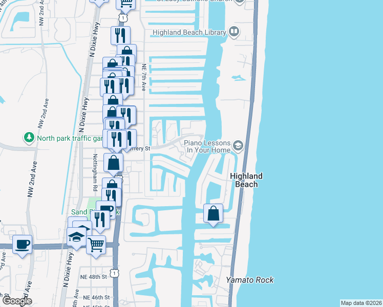 map of restaurants, bars, coffee shops, grocery stores, and more near 1034 Jeffery Street in Boca Raton