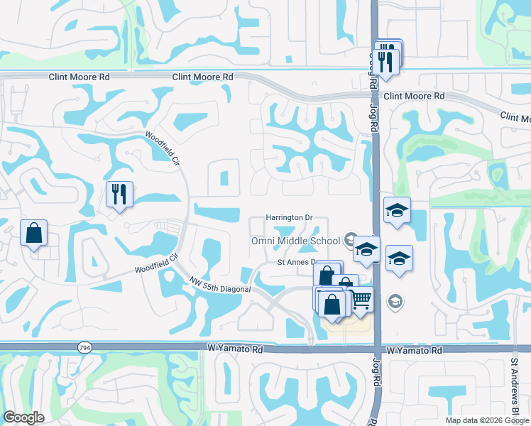 map of restaurants, bars, coffee shops, grocery stores, and more near 3269 Harrington Drive in Boca Raton