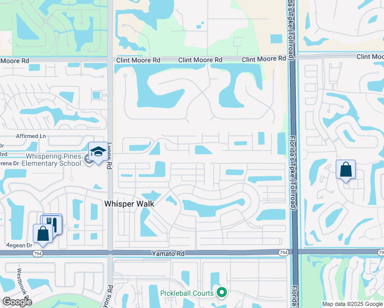 map of restaurants, bars, coffee shops, grocery stores, and more near 8742 Vía Reale in Boca Raton