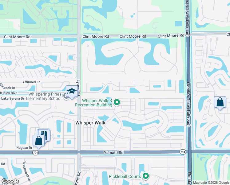 map of restaurants, bars, coffee shops, grocery stores, and more near 8694 Vía Reale in Boca Raton
