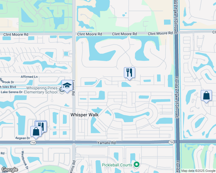 map of restaurants, bars, coffee shops, grocery stores, and more near 8694 Vía Reale in Boca Raton