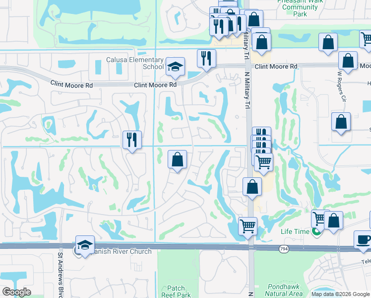 map of restaurants, bars, coffee shops, grocery stores, and more near 2199 NW 59th St in Boca Raton
