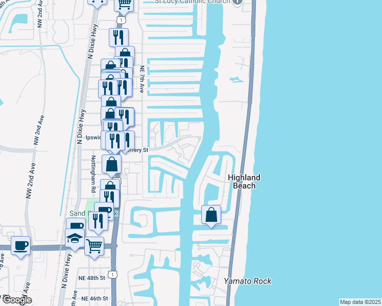 map of restaurants, bars, coffee shops, grocery stores, and more near 1034 Jeffery Street in Boca Raton