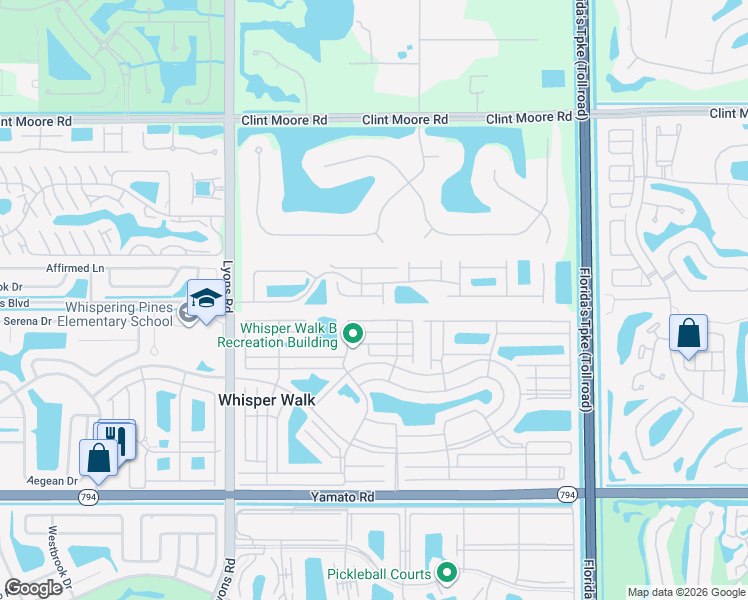 map of restaurants, bars, coffee shops, grocery stores, and more near 8647 Vía Reale in Boca Raton