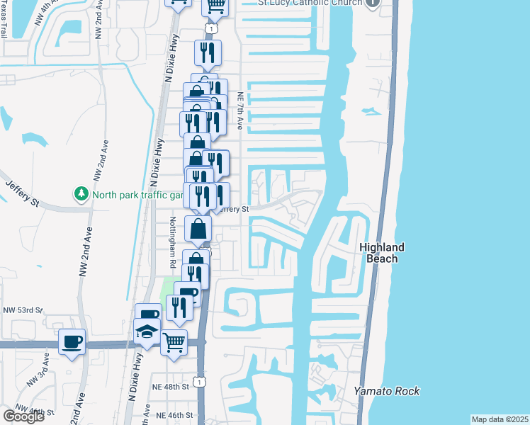 map of restaurants, bars, coffee shops, grocery stores, and more near 772 Jeffery Street in Boca Raton