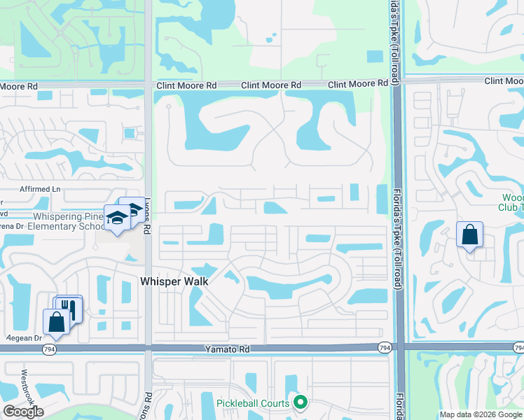 map of restaurants, bars, coffee shops, grocery stores, and more near 8742 Vía Reale in Boca Raton