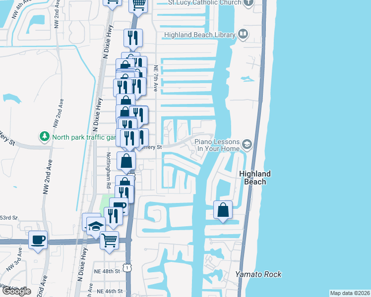 map of restaurants, bars, coffee shops, grocery stores, and more near 800 Jeffery Street in Boca Raton