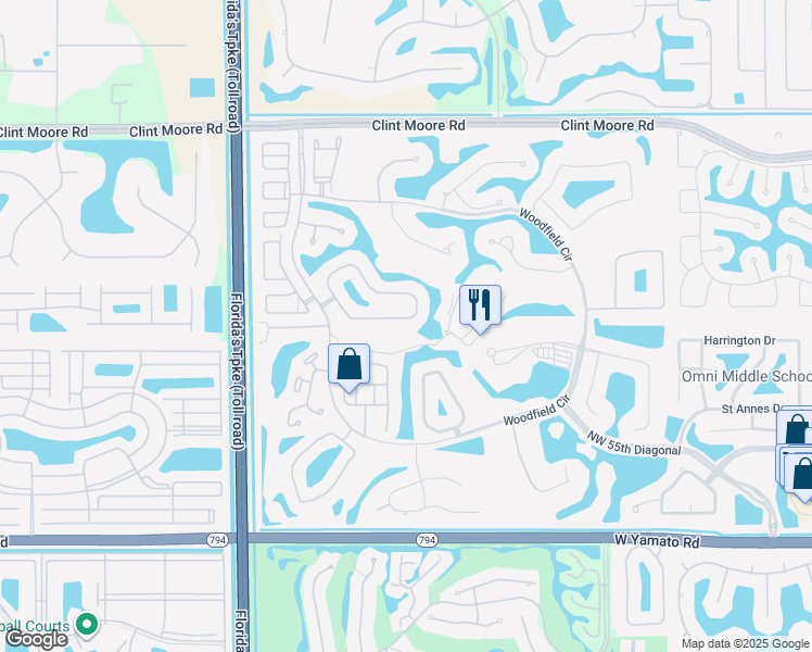 map of restaurants, bars, coffee shops, grocery stores, and more near 4116 Briarcliff Circle in Boca Raton