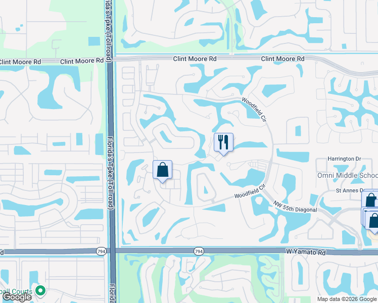 map of restaurants, bars, coffee shops, grocery stores, and more near 4116 Briarcliff Circle in Boca Raton