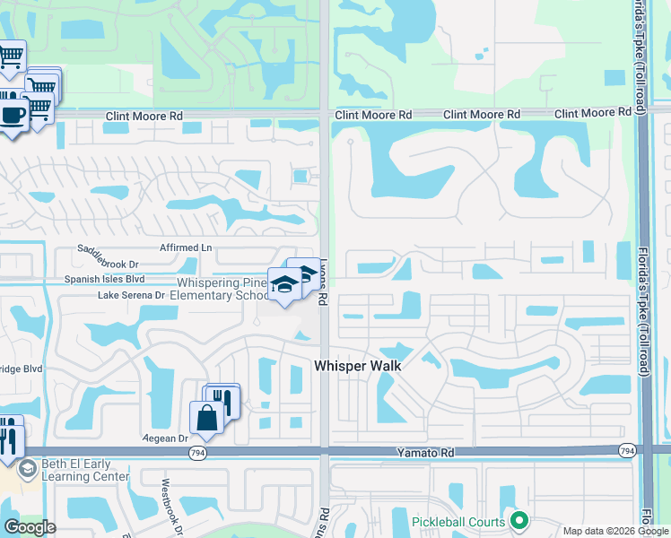 map of restaurants, bars, coffee shops, grocery stores, and more near 9880 Erica Court in Boca Raton