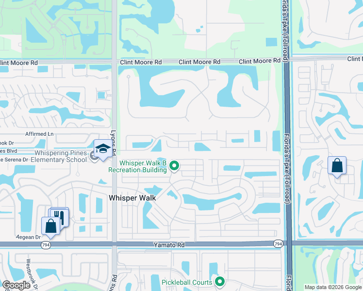 map of restaurants, bars, coffee shops, grocery stores, and more near 8647 Vía Reale in Boca Raton