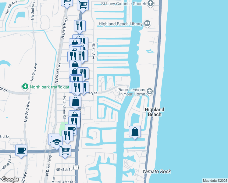 map of restaurants, bars, coffee shops, grocery stores, and more near 800 Jeffery Street in Boca Raton