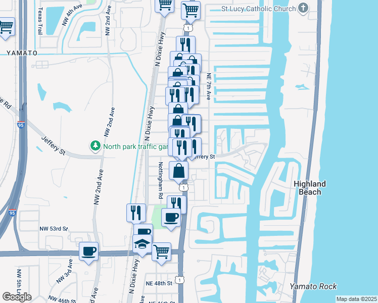 map of restaurants, bars, coffee shops, grocery stores, and more near 5910 North Federal Highway in Boca Raton