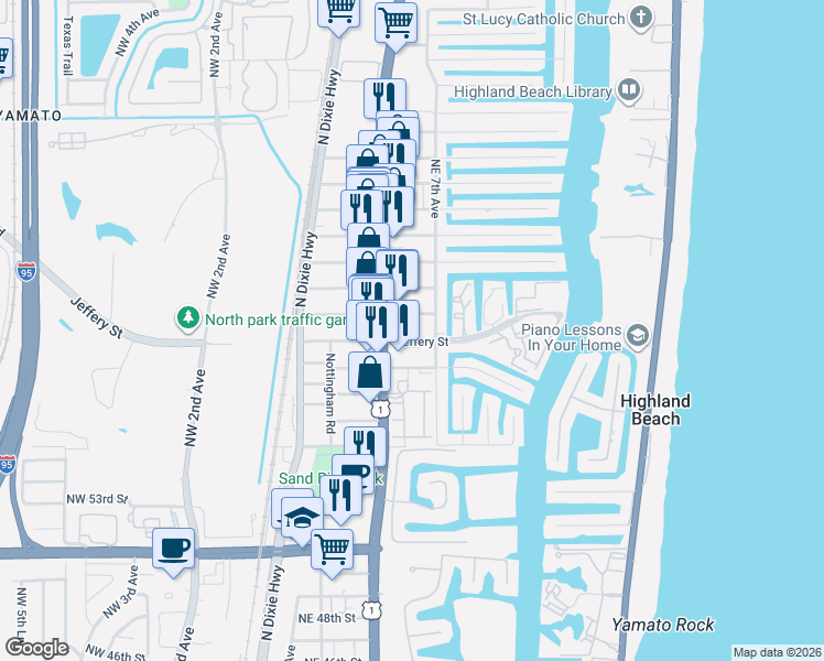 map of restaurants, bars, coffee shops, grocery stores, and more near 681 Ipswich Street in Boca Raton