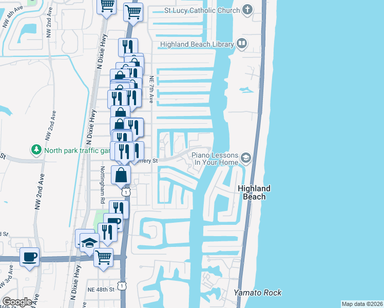 map of restaurants, bars, coffee shops, grocery stores, and more near 777 Jeffery Street in Boca Raton
