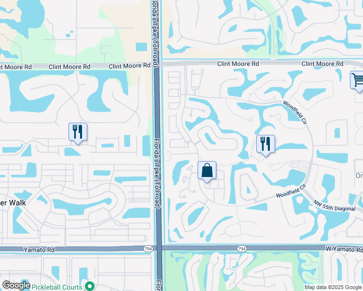 map of restaurants, bars, coffee shops, grocery stores, and more near 6110 Northwest 42nd Way in Boca Raton