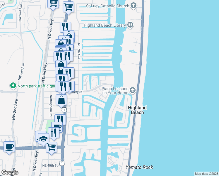 map of restaurants, bars, coffee shops, grocery stores, and more near 859 Jeffery Street in Boca Raton