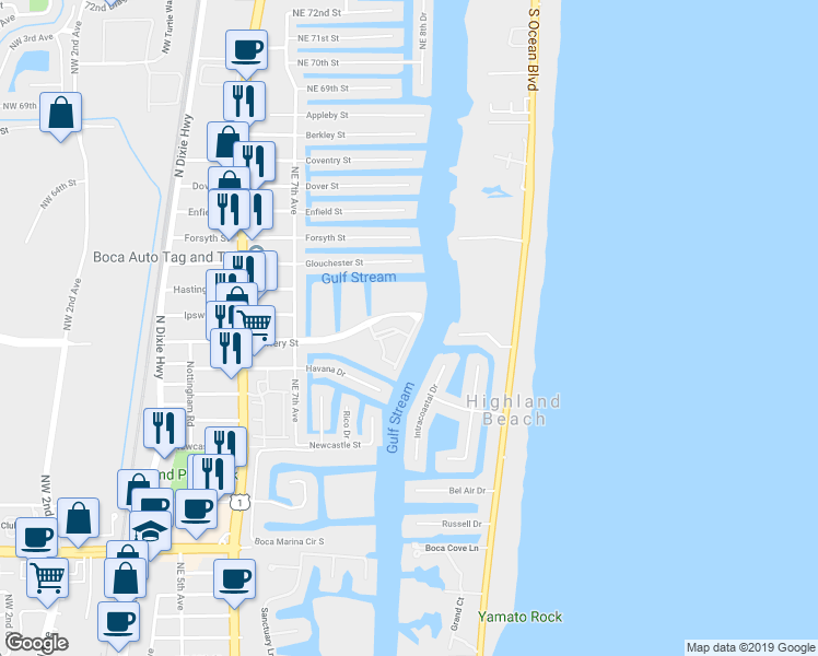 map of restaurants, bars, coffee shops, grocery stores, and more near 866 Jeffery Street in Boca Raton