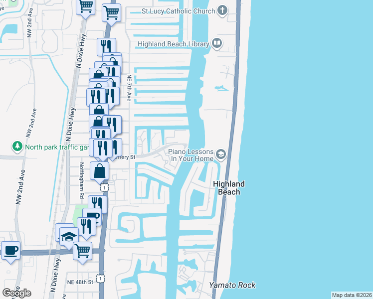map of restaurants, bars, coffee shops, grocery stores, and more near 859 Jeffery Street in Boca Raton
