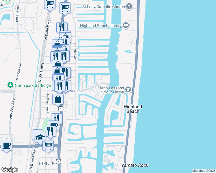 map of restaurants, bars, coffee shops, grocery stores, and more near 859 Jeffery Street in Boca Raton