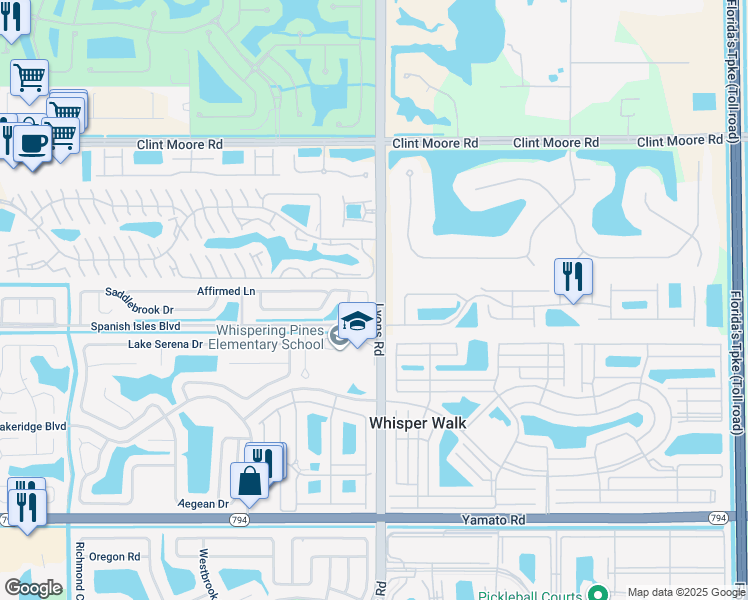 map of restaurants, bars, coffee shops, grocery stores, and more near 8955 Saddlecreek Drive in Boca Raton