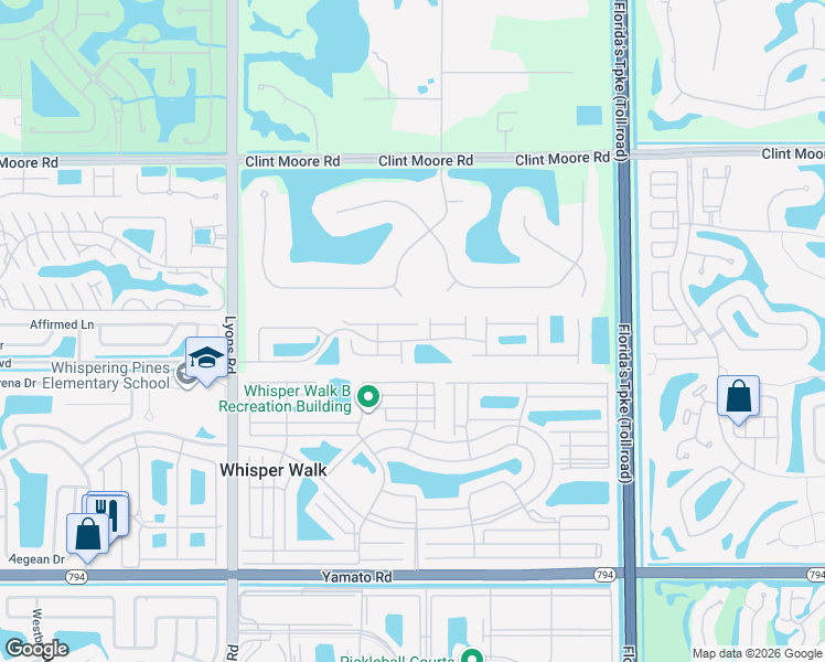 map of restaurants, bars, coffee shops, grocery stores, and more near 8597 Vía Giula in Boca Raton