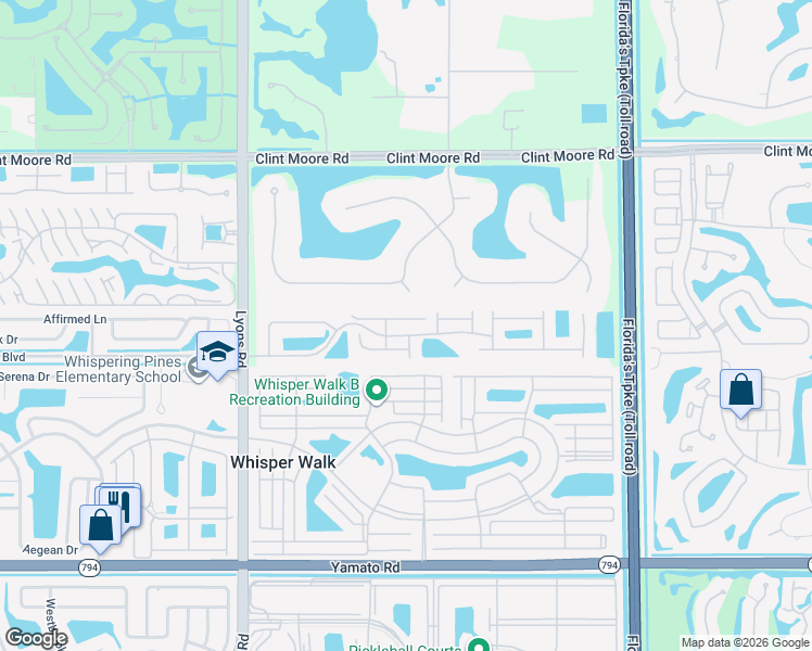 map of restaurants, bars, coffee shops, grocery stores, and more near 8597 Vía Giula in Boca Raton