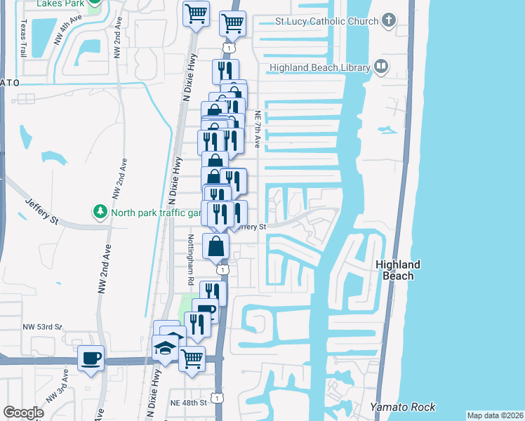 map of restaurants, bars, coffee shops, grocery stores, and more near 681 Ipswich Street in Boca Raton