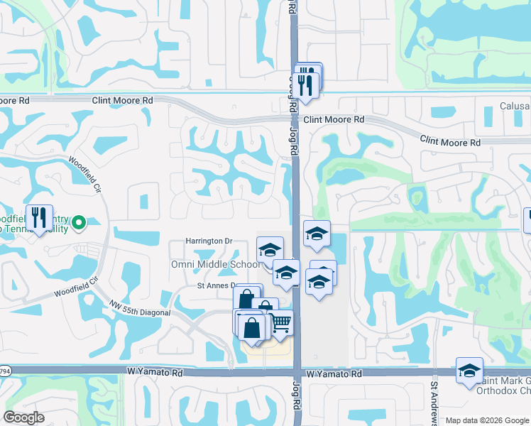map of restaurants, bars, coffee shops, grocery stores, and more near 3046 Northwest 61st Street in Boca Raton