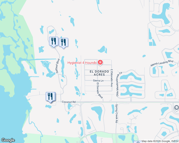 map of restaurants, bars, coffee shops, grocery stores, and more near 4641 Santiago Lane in Bonita Springs