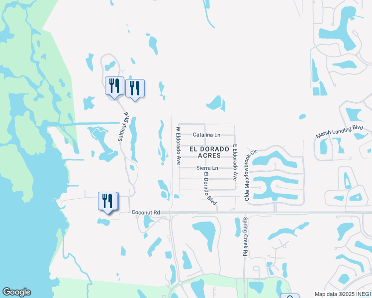 map of restaurants, bars, coffee shops, grocery stores, and more near 4641 Santiago Lane in Bonita Springs
